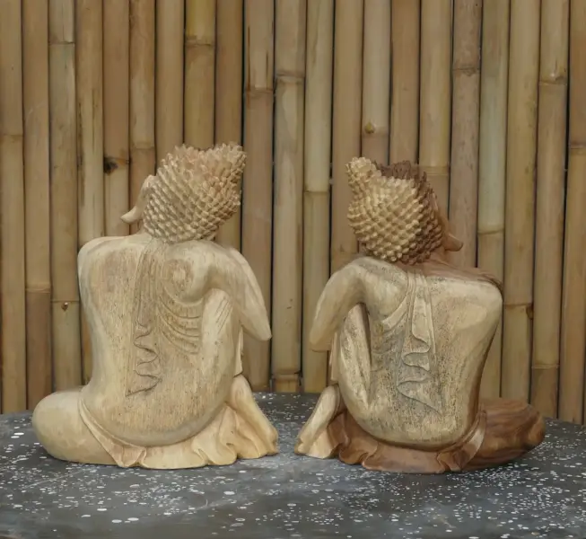 Product image 4 of the product “2 set buddha relax made from suar wood, 40cm Height ”